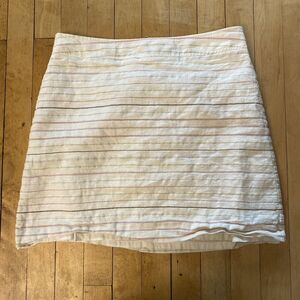 Loft Skirt Women’s Size 8 1/2 Zip Back Striped White Above Knee Canvas Lined